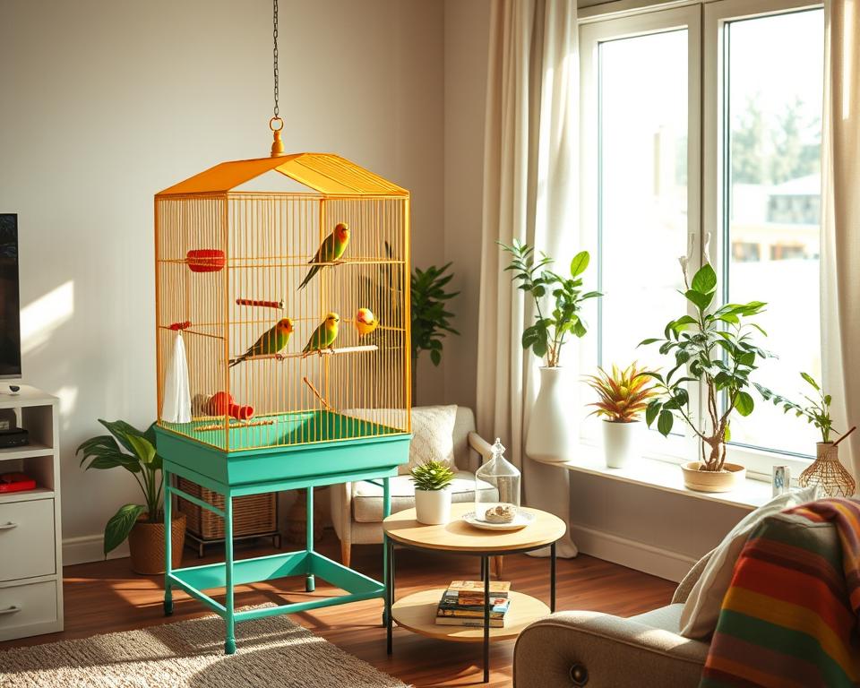Pet bird cage placement
